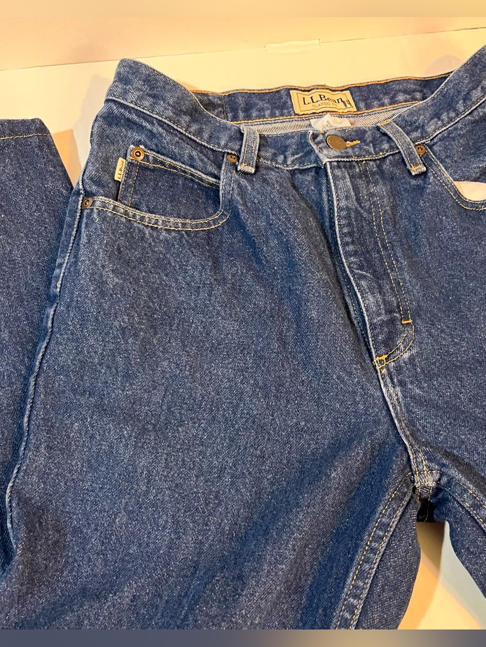 L.L. Bean Men's Straight Jeans in Blue Denim